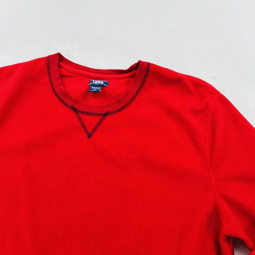 IZOD Pullover Sweater Mens XL Red Fleece Long Sleeve Crewneck Classic Warm Top